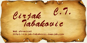 Ćirjak Tabaković vizit kartica